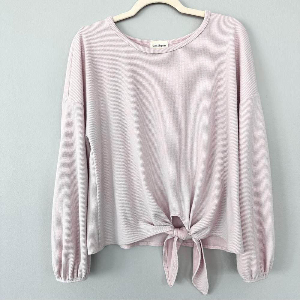 Vestique Pink Tie-Front Women's Top